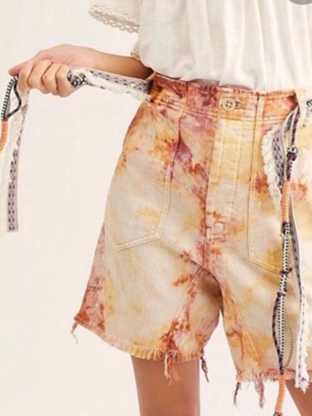 Free People Women's She's A Legend Tie-Dye Harem Bermuda Shorts Boho 2